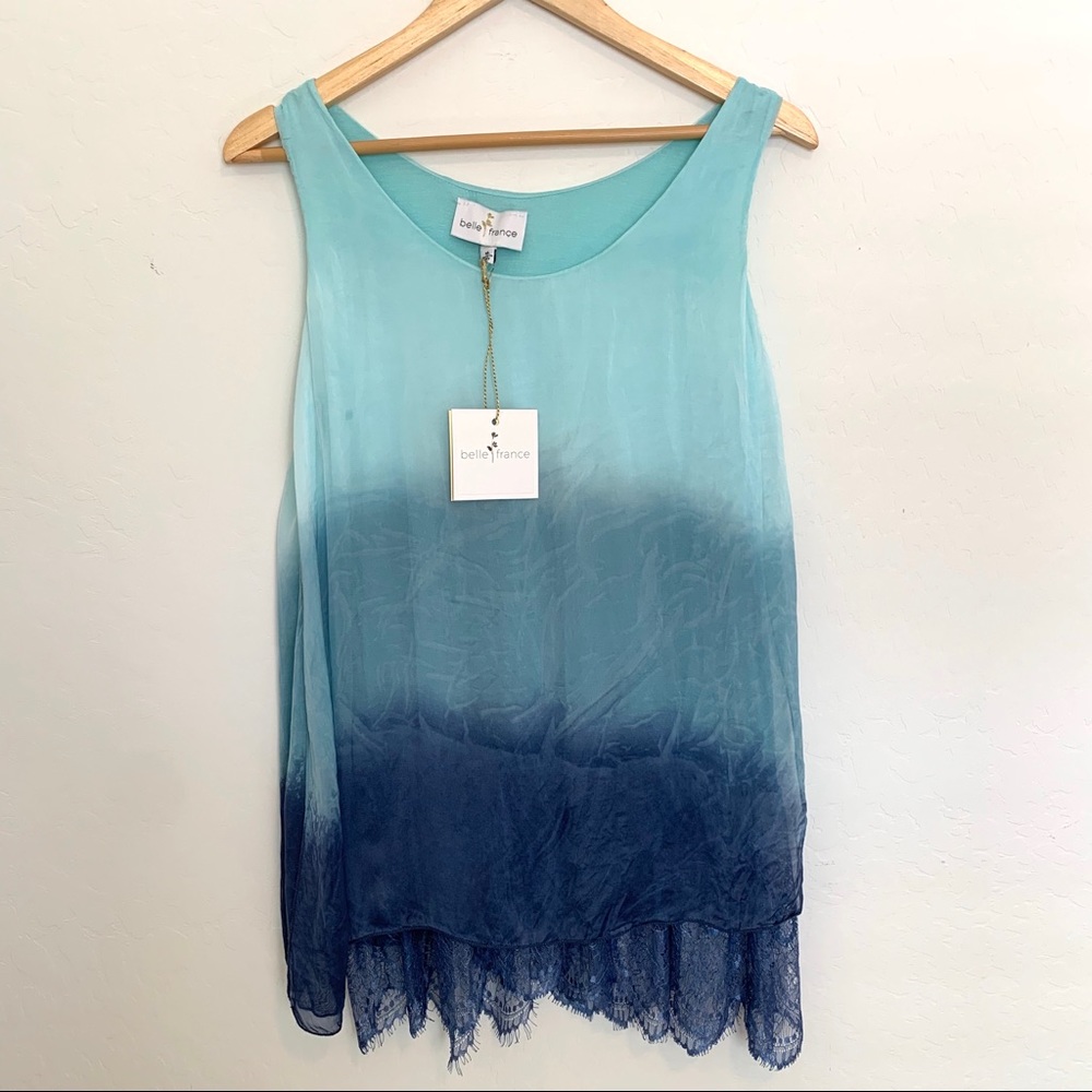 NWT Belle France Silk Ombré Sleeveless Top XL